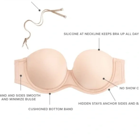 Wacoal Black bra Strapless 38DDD NEW has straps no underwire seamless - Picture 9 of 9